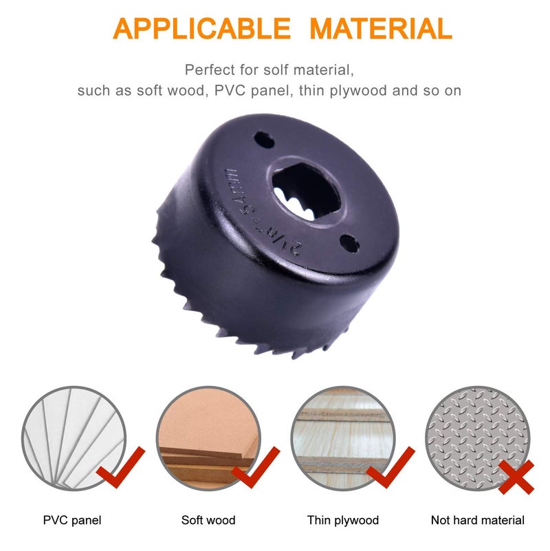 SUNGATOR Hole Saw Set, 7-Piece Hole Saw Kit. 1-1/4"", 1-1/2"", 2"", and 2-1/8"" Hole Saw Drill Bit for Wood, Plastic, PVC and Drywall with Arbor, Allen Key and Extra Bit, Carbon Steel - Image 3